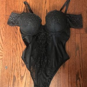 Black Off The Shoulder Lace Teddy